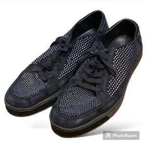 Gucci Men's Bubble Studs Lace Up Dark Blue Suede Leather Sneaker Size 9